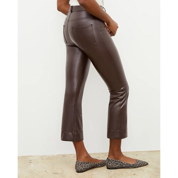 M.M. Lafleur The Archie Pant Vegan Leather Brown Size 6 - Picture 2 of 5